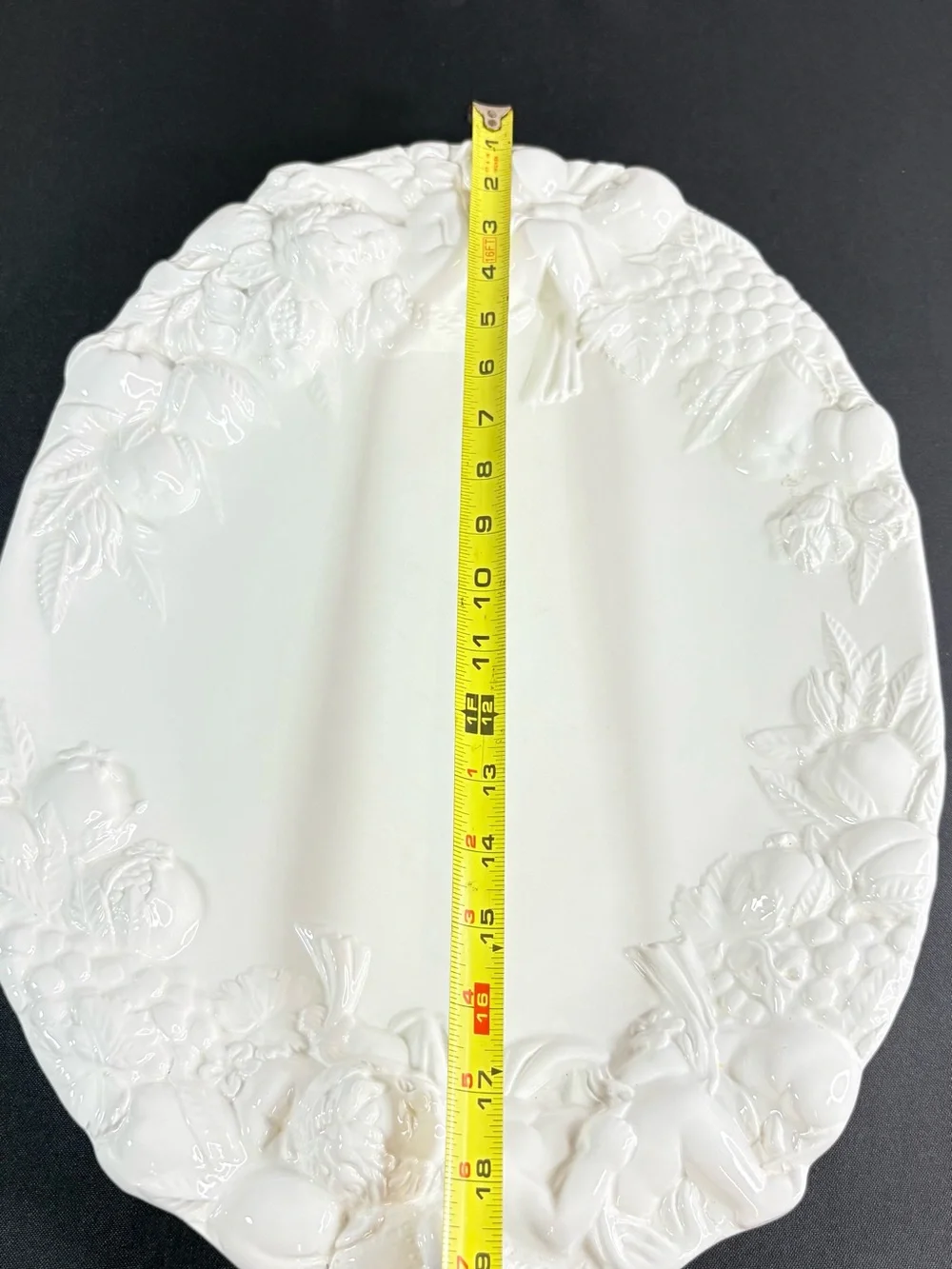 Imperial Porcelain White Embossed Fruit and Floral Wall Mirror